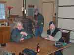 Shirley, Steve and Ben, enjoying a smoke in the garage before the "big ski"